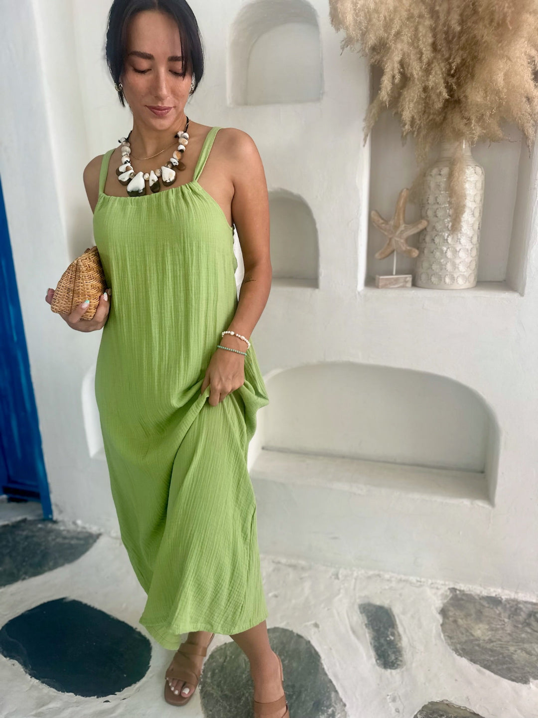 Flora Dress Long - Light Green