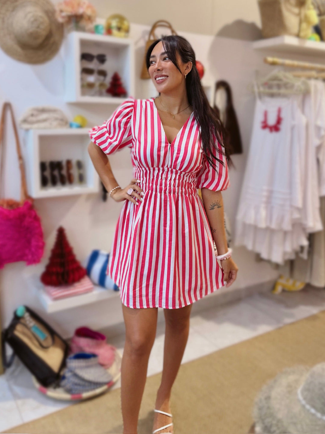 Alexa Dress - Pink Stripe