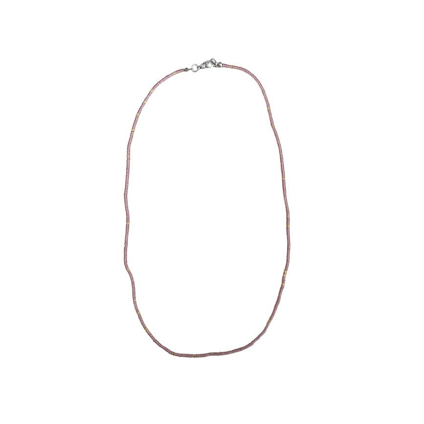 Seed Bead Necklace Long - Soft Pink