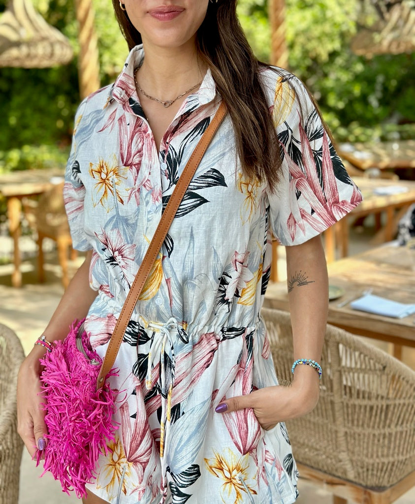 Romper -Floral Linen