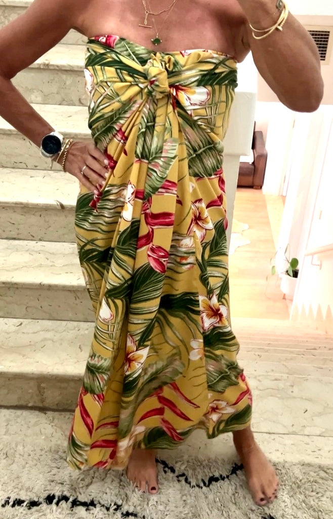Ibiza Kaftan - Mustard Tropical