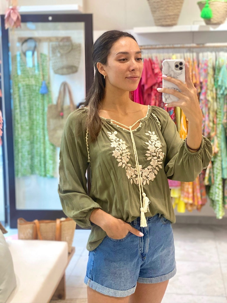 Embroidered Shirt - Olive