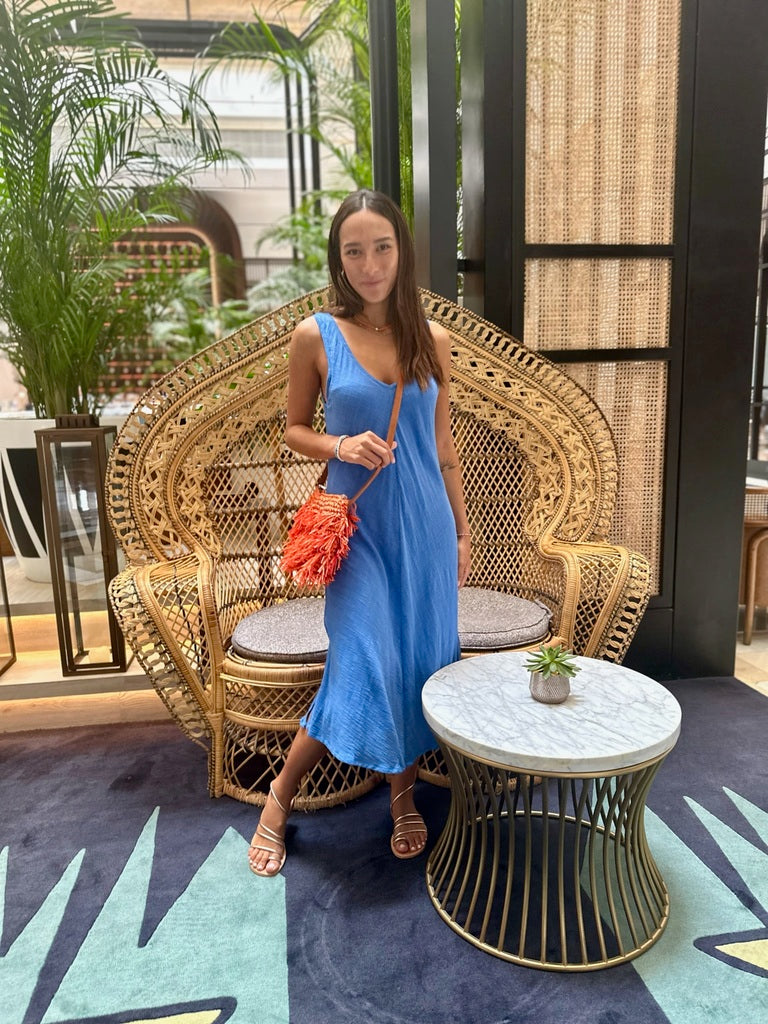 Olive Dress - Blue Cotton Gauze