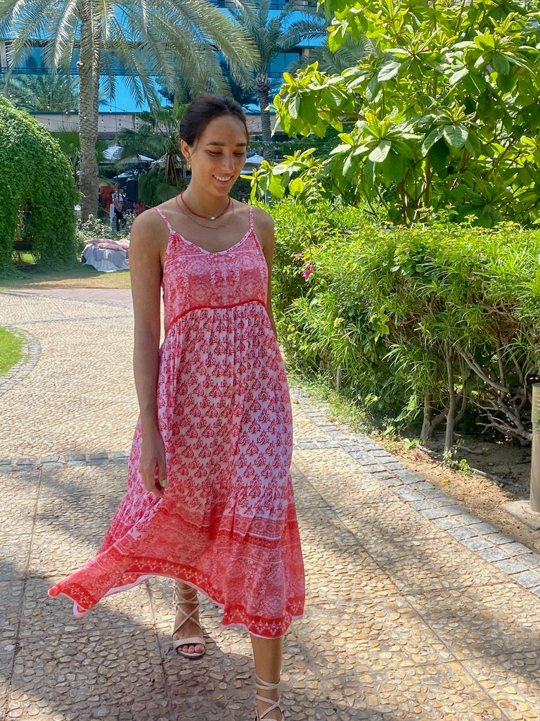 India Dress - Soft Pink and Red