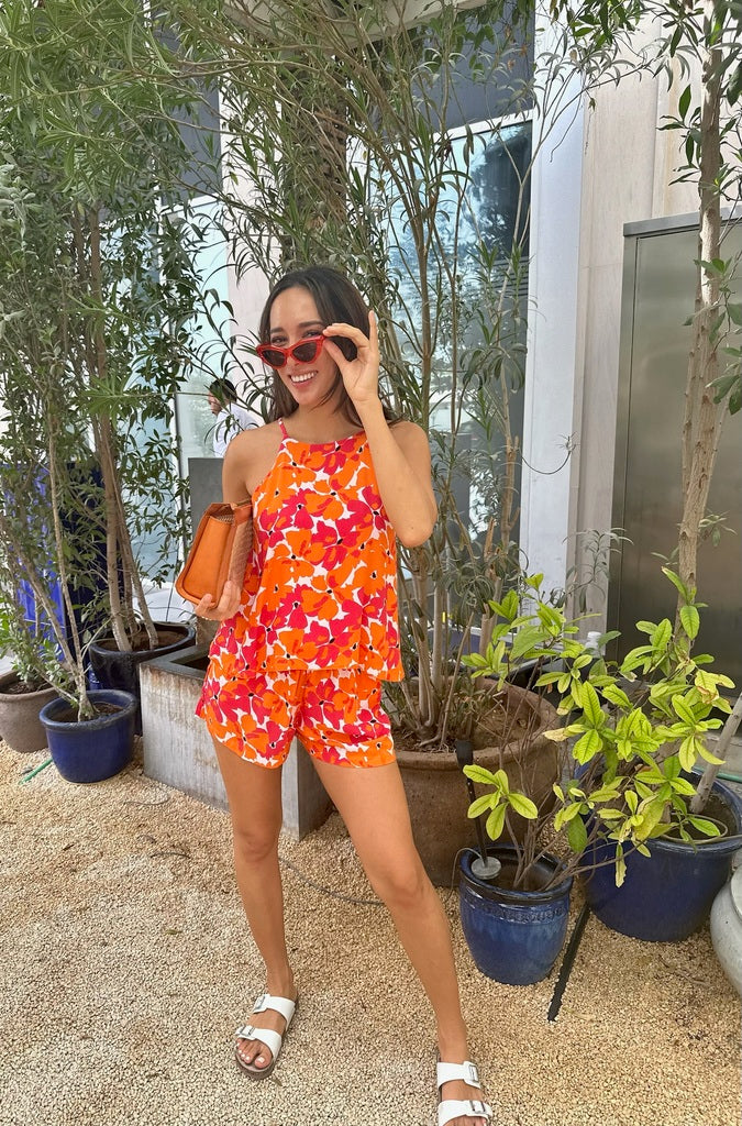 Maisy Romper - Orange Poppy