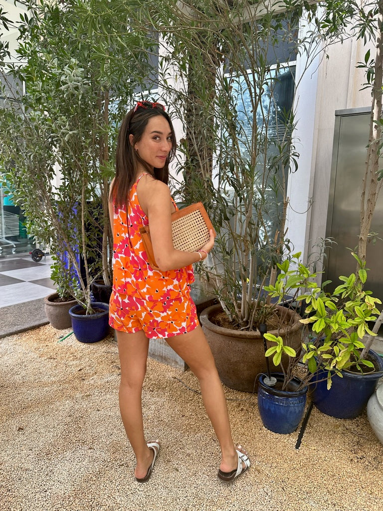 Maisy Romper - Orange Poppy