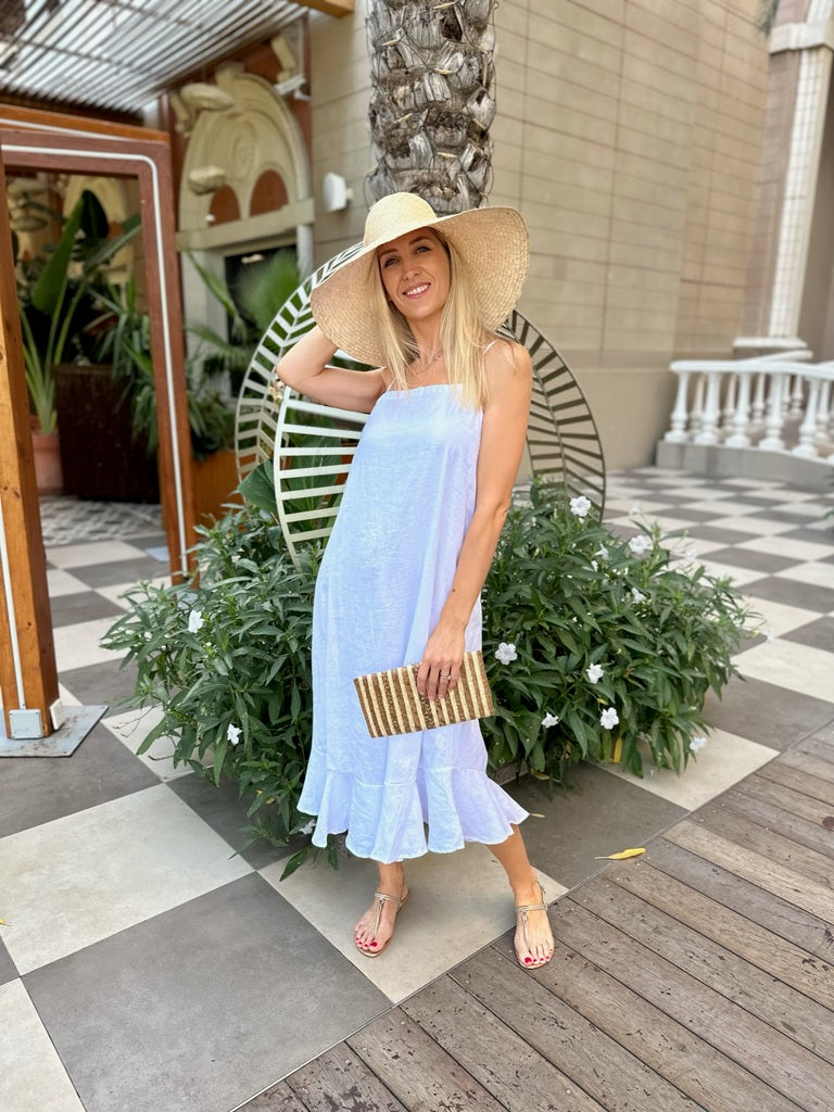 Tilly Dress Long Linen - White