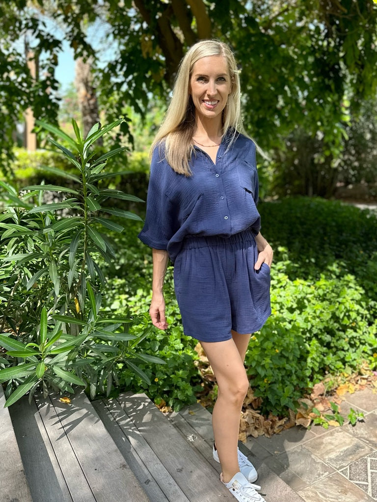 Double Cotton Crush Shirt - Navy
