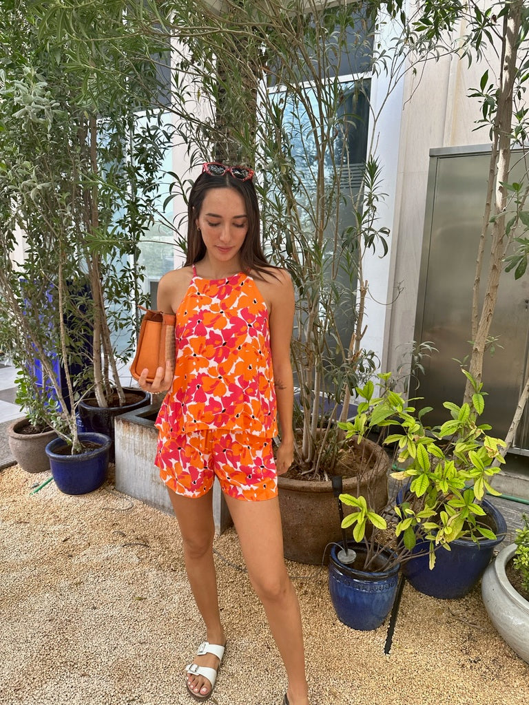Maisy Romper - Orange Poppy