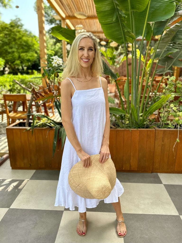 Tilly Dress Long Linen - White