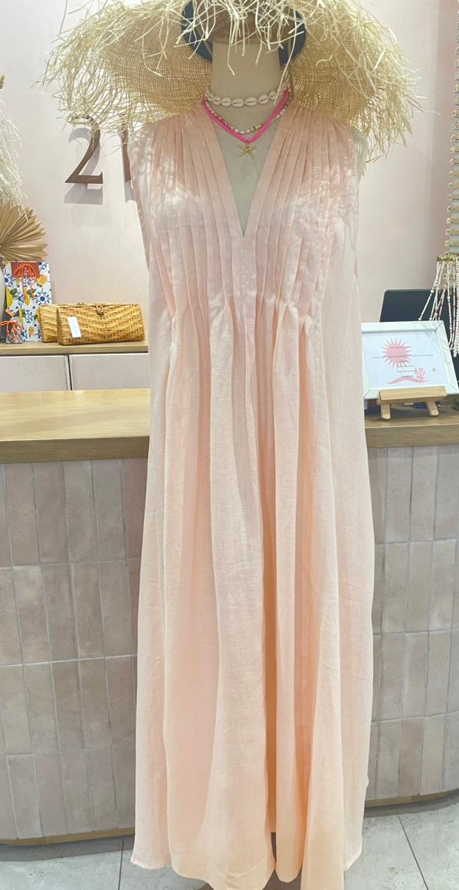 Bella Dress Linen - Pale Pink Linen