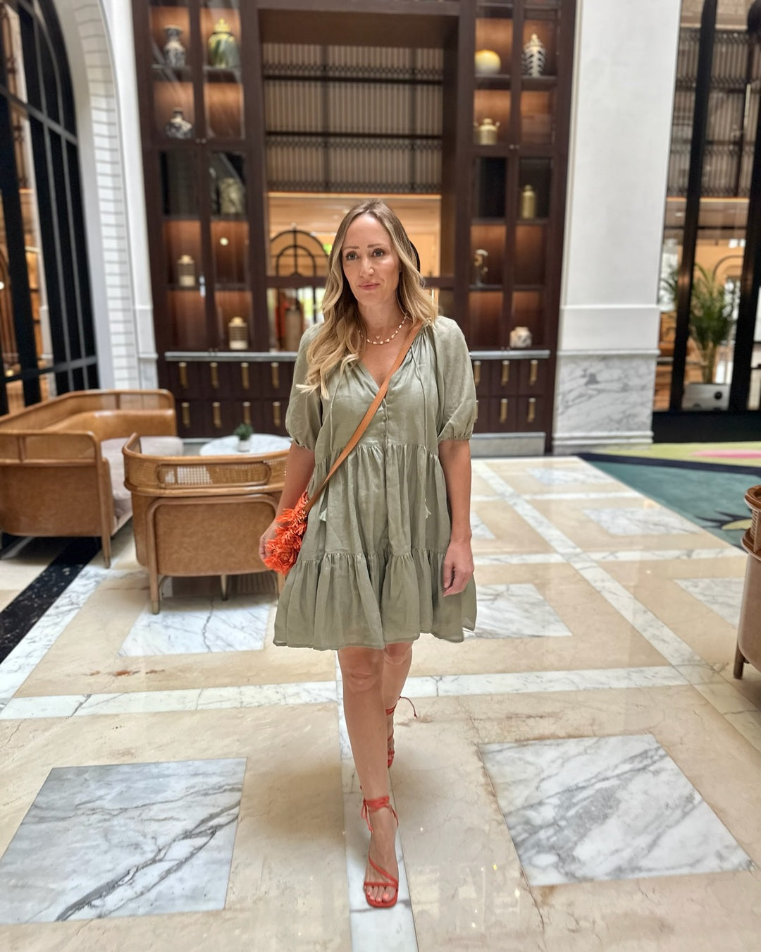Mimi Dress - Khaki Linen