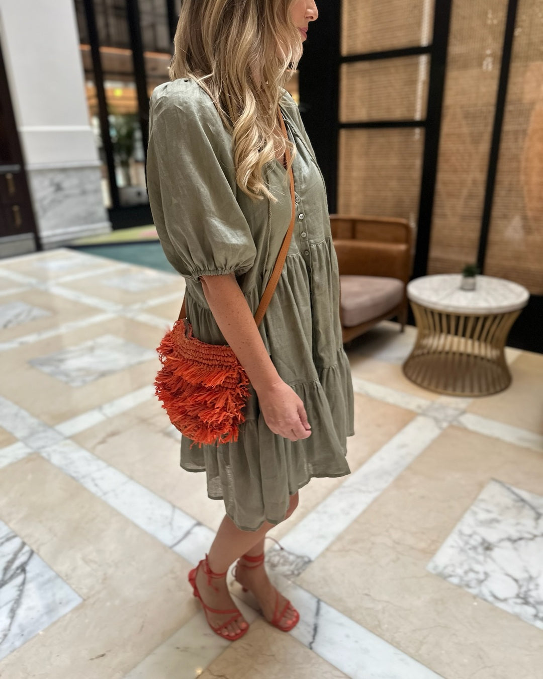 Mimi Dress - Khaki Linen