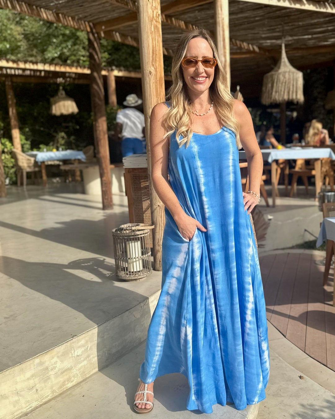 Monica Maxi Dress - Sky Blue Tie Dye