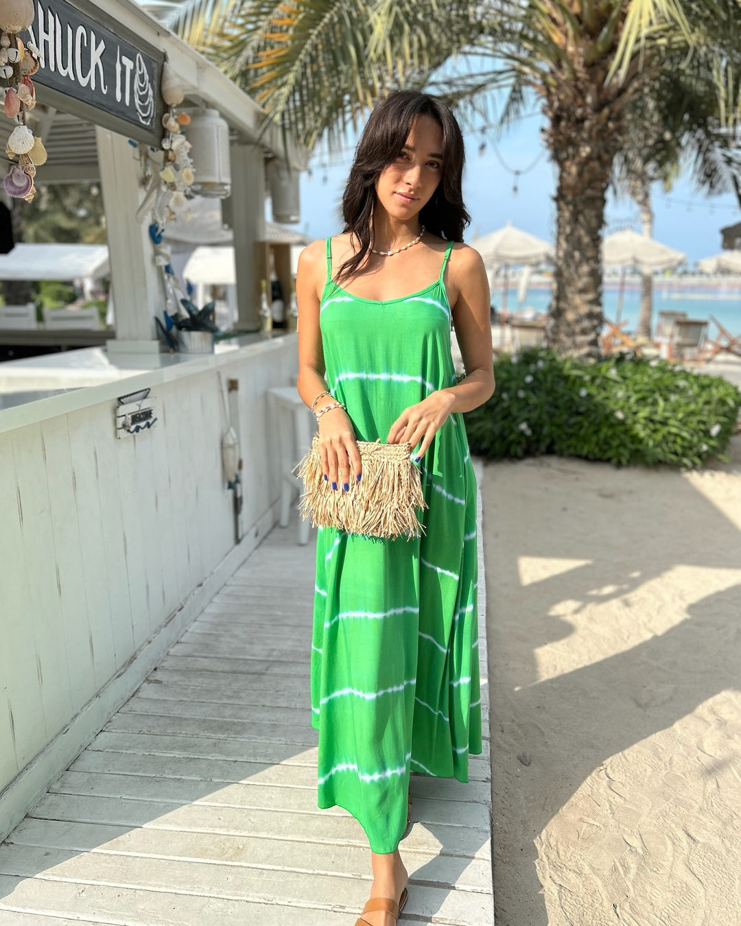 Monica Maxi Dress - Green Tie Dye