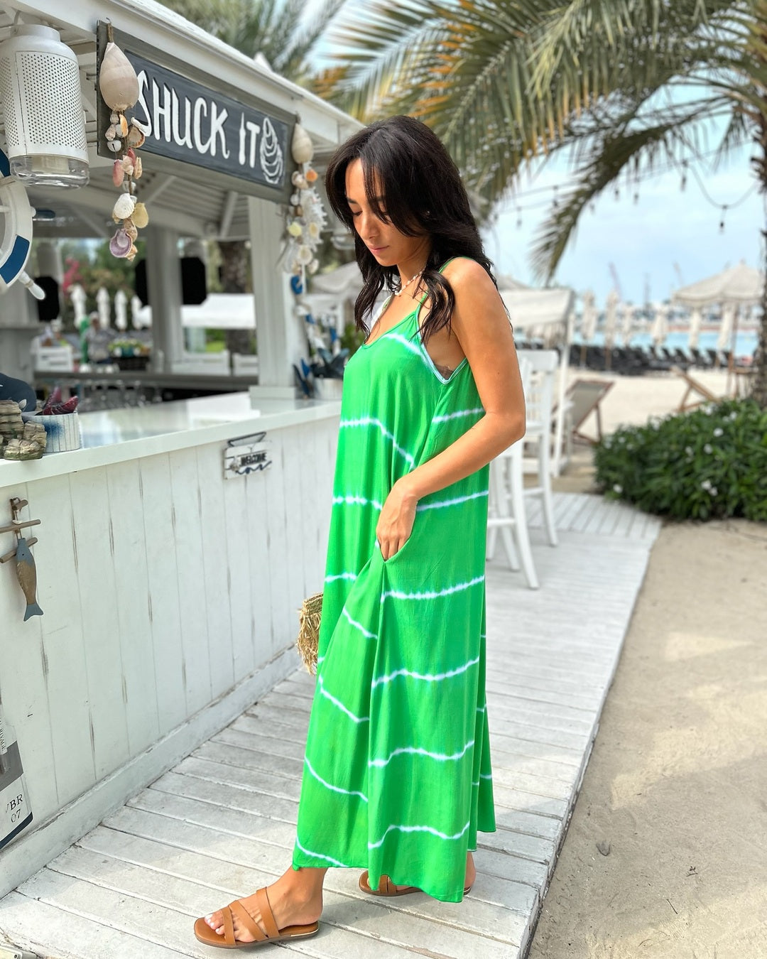 Monica Maxi Dress - Green Tie Dye