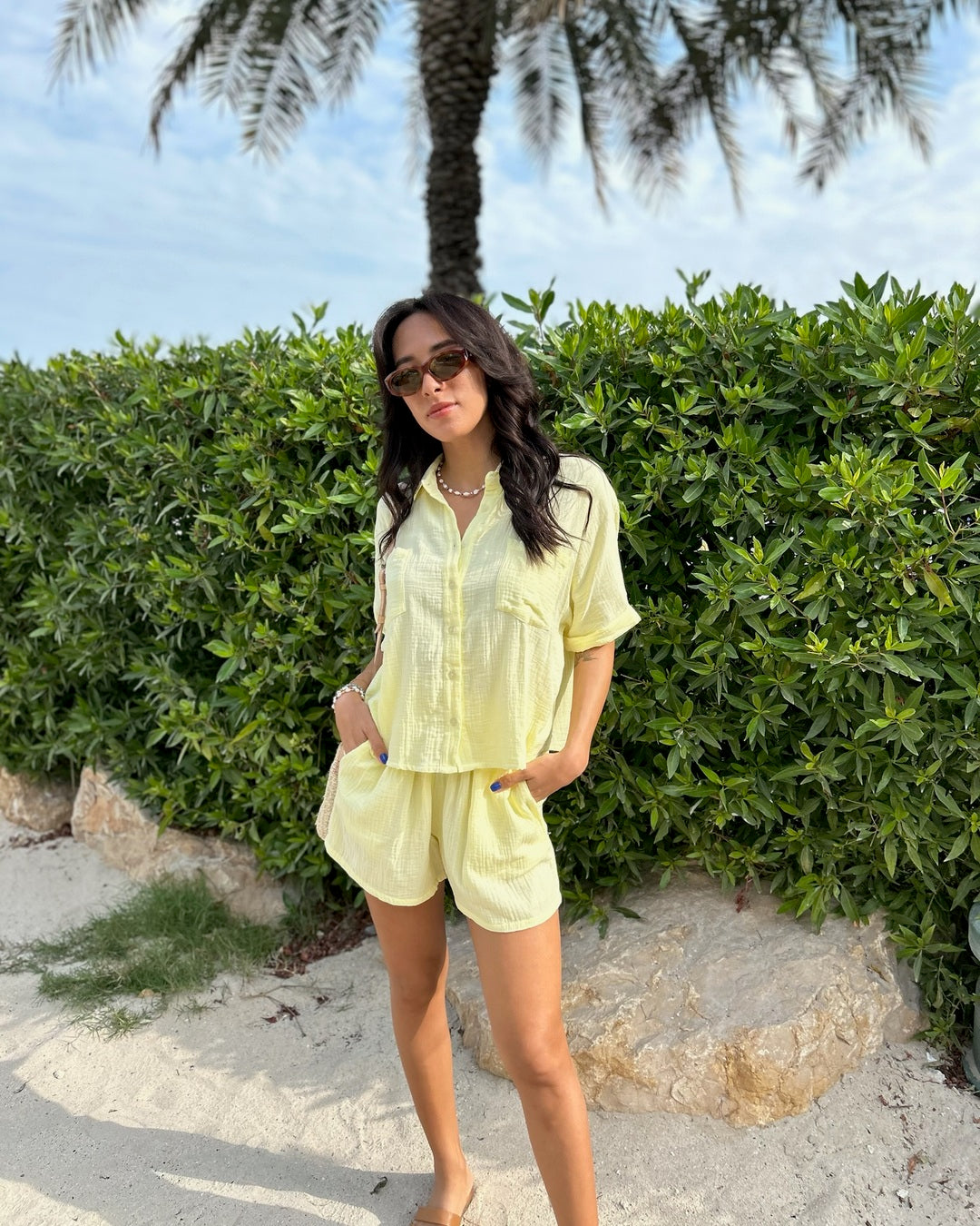 Double Cotton Crush Shirt - Lemon