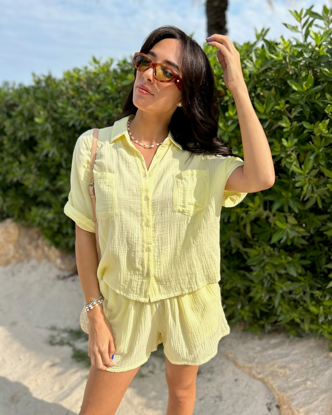 Double Cotton Crush Shirt - Lemon