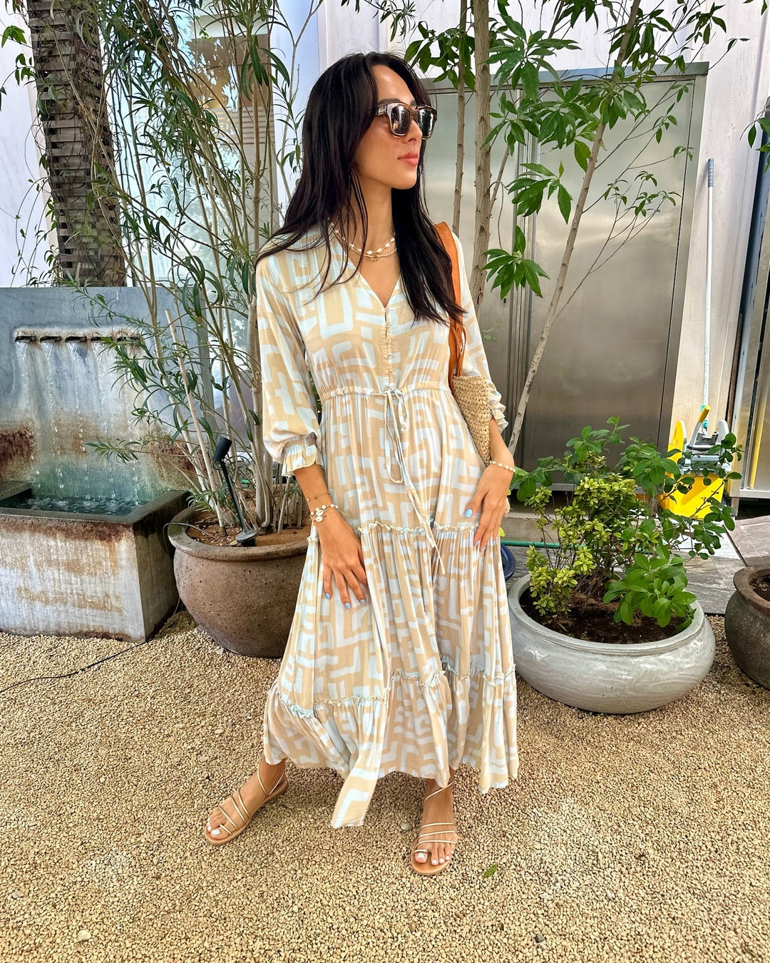 Marnie Dress - Geometric Print Pale Blue