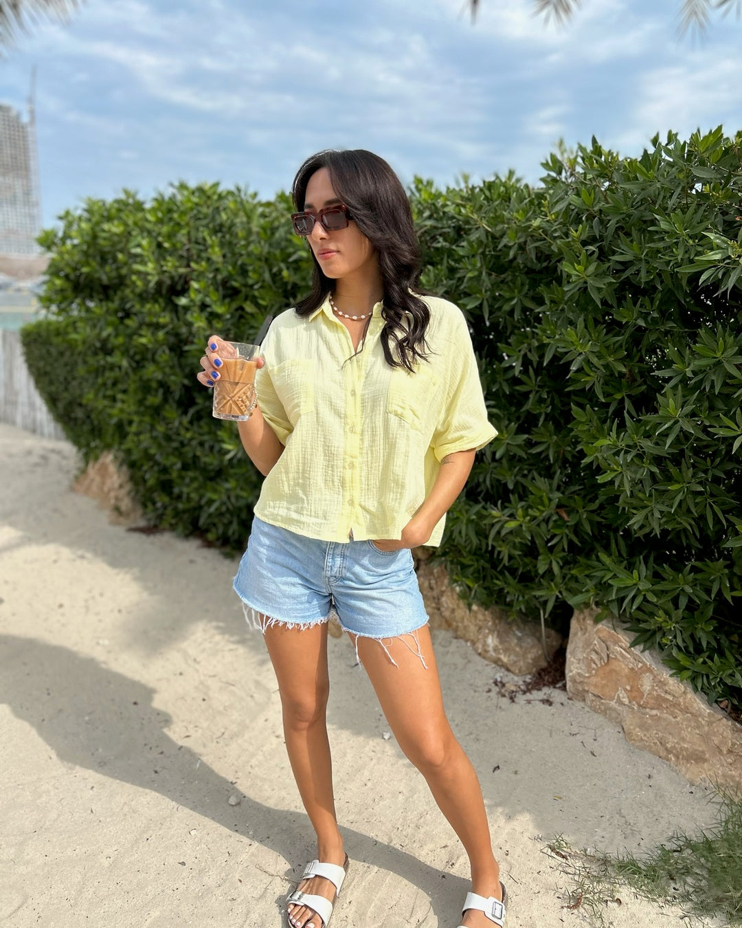 Double Cotton Crush Shirt - Lemon