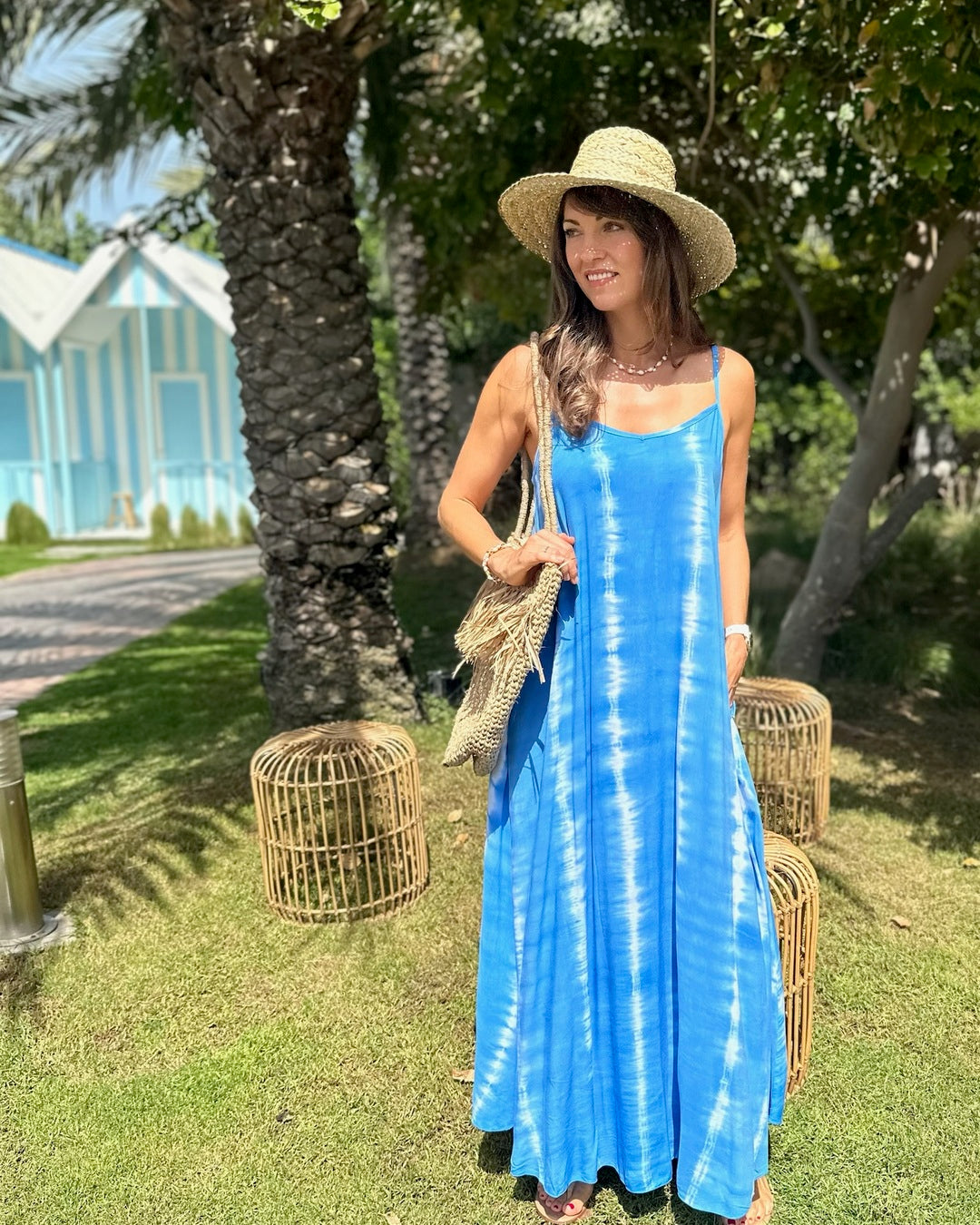Monica Maxi Dress - Sky Blue Tie Dye