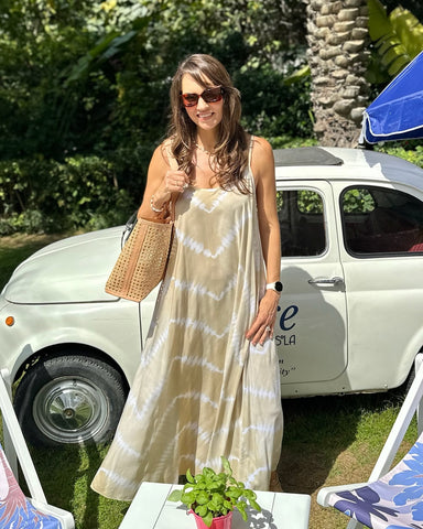 Monica Maxi Dress - Beige Tie Dye