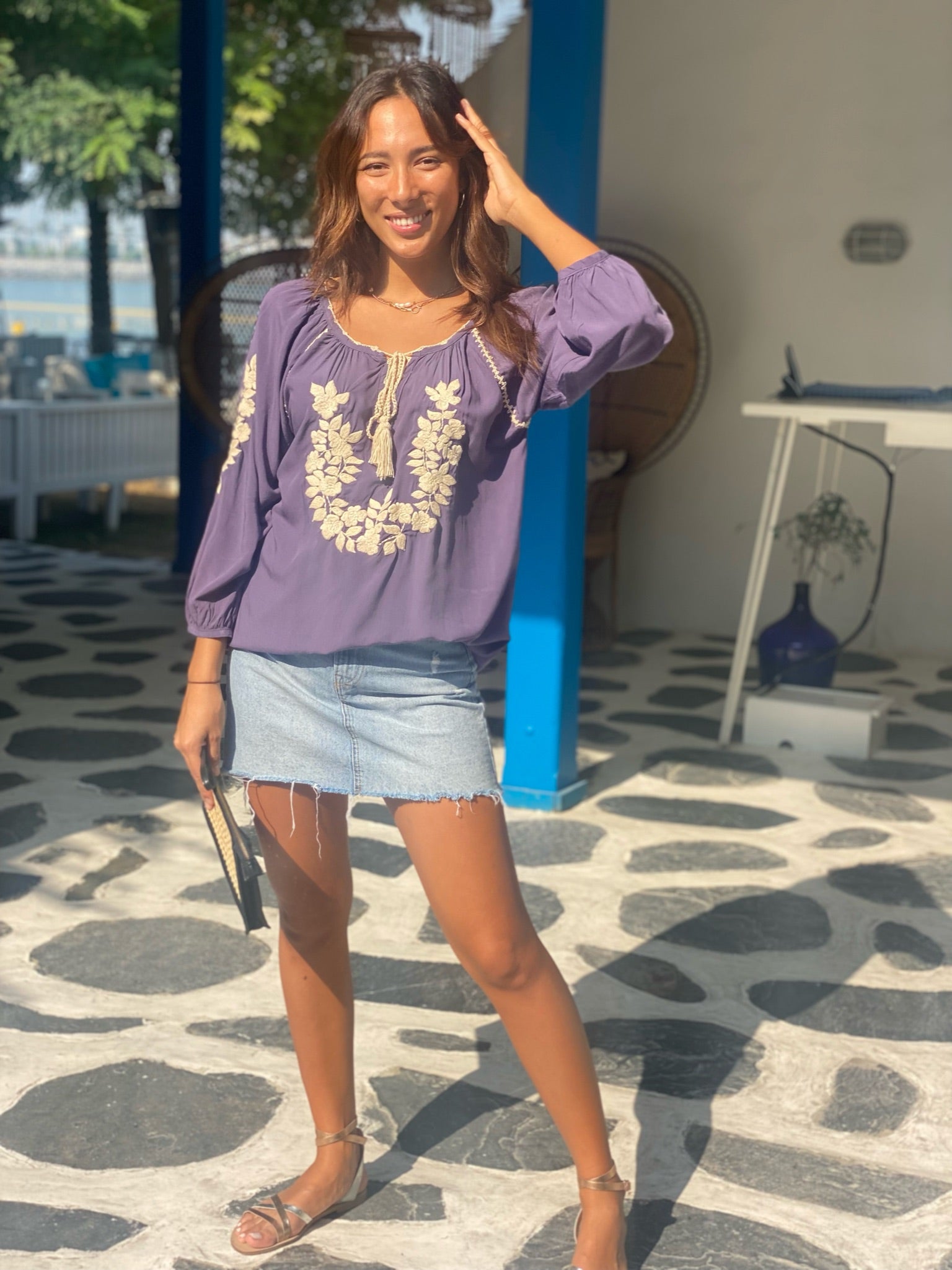 Embroidered Shirt - Aubergine