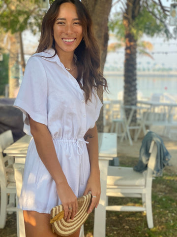 Romper - White Linen
