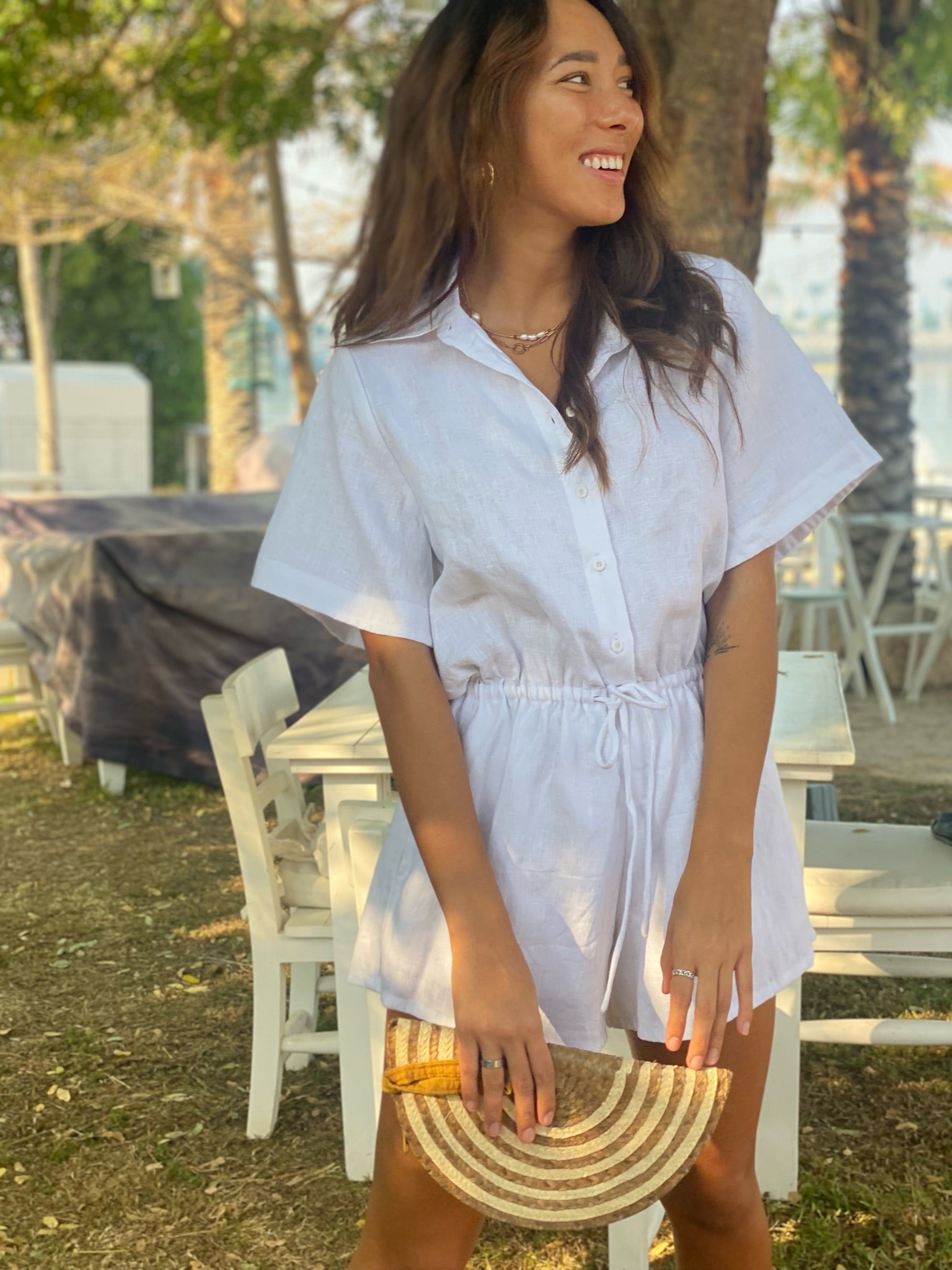 Romper - White Linen