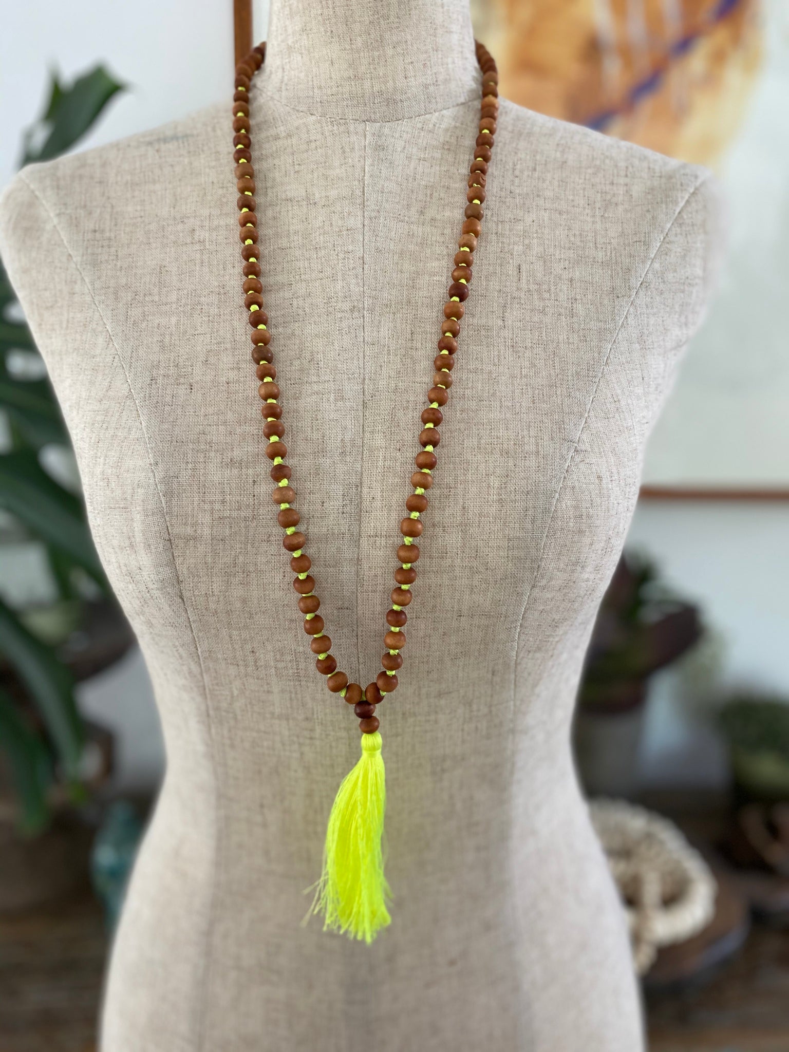 Wooden Tassel - Acid Yellow