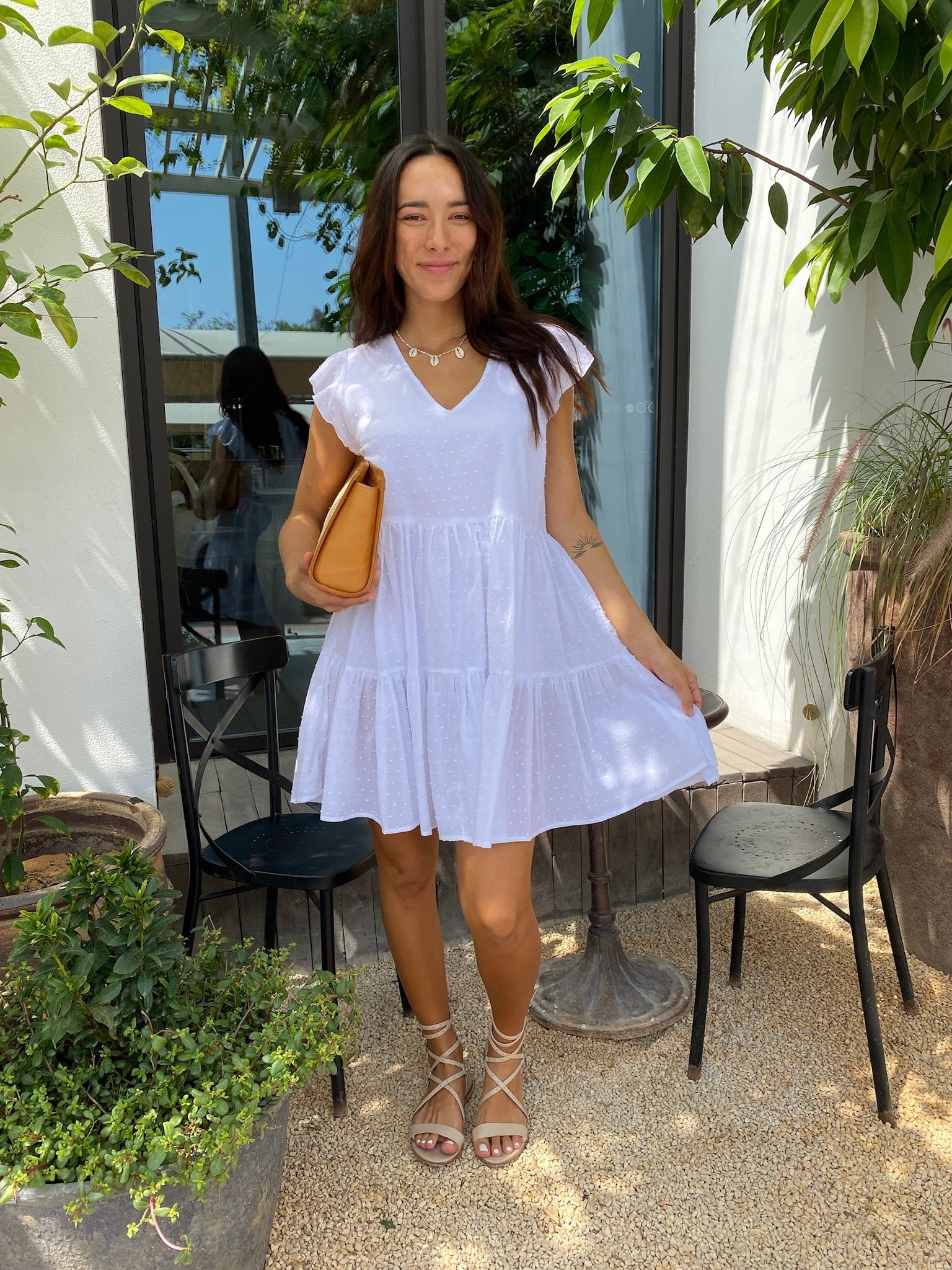 Willow Dress - White Cotton Dot