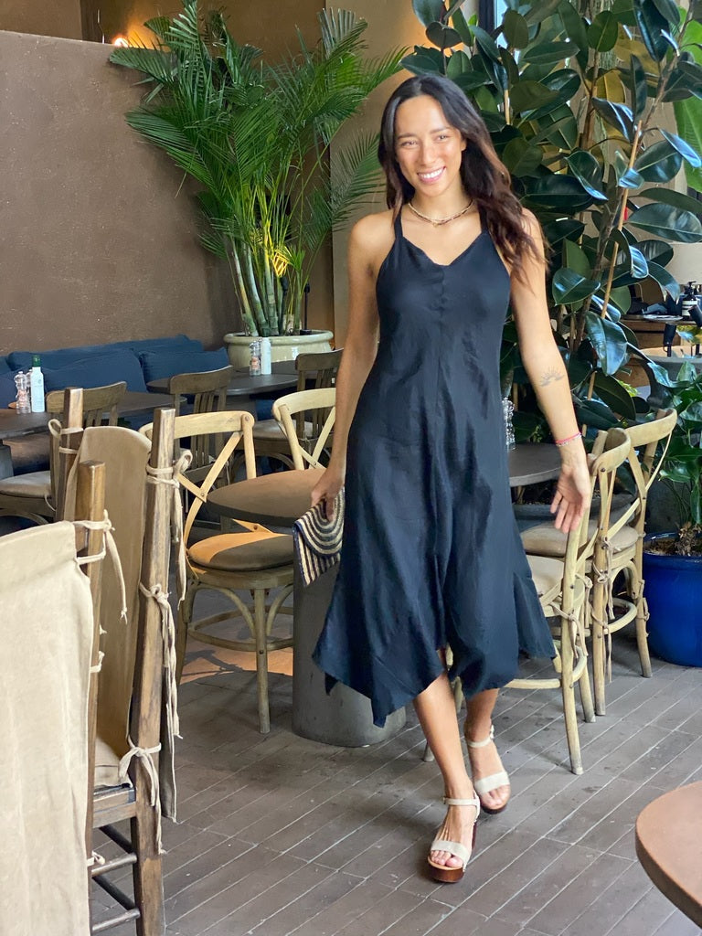 Frankie Dress Linen - Black