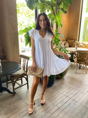 Willow Dress - White Cotton Dot