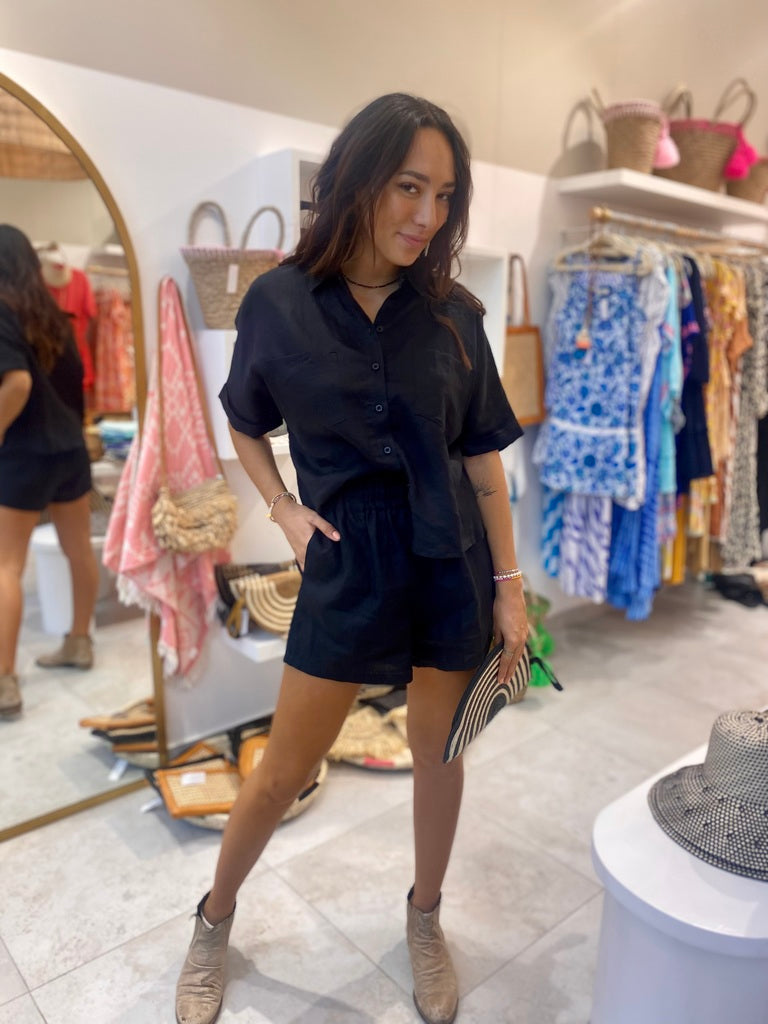 Linen Shorts - Black