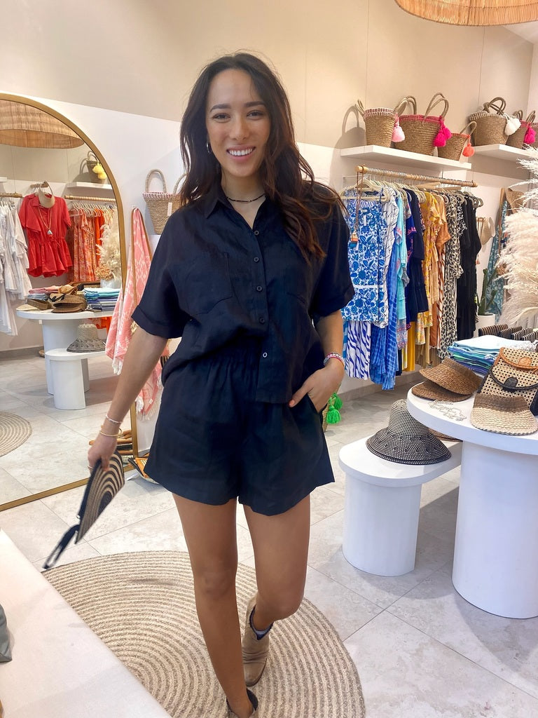 Linen Shorts - Black