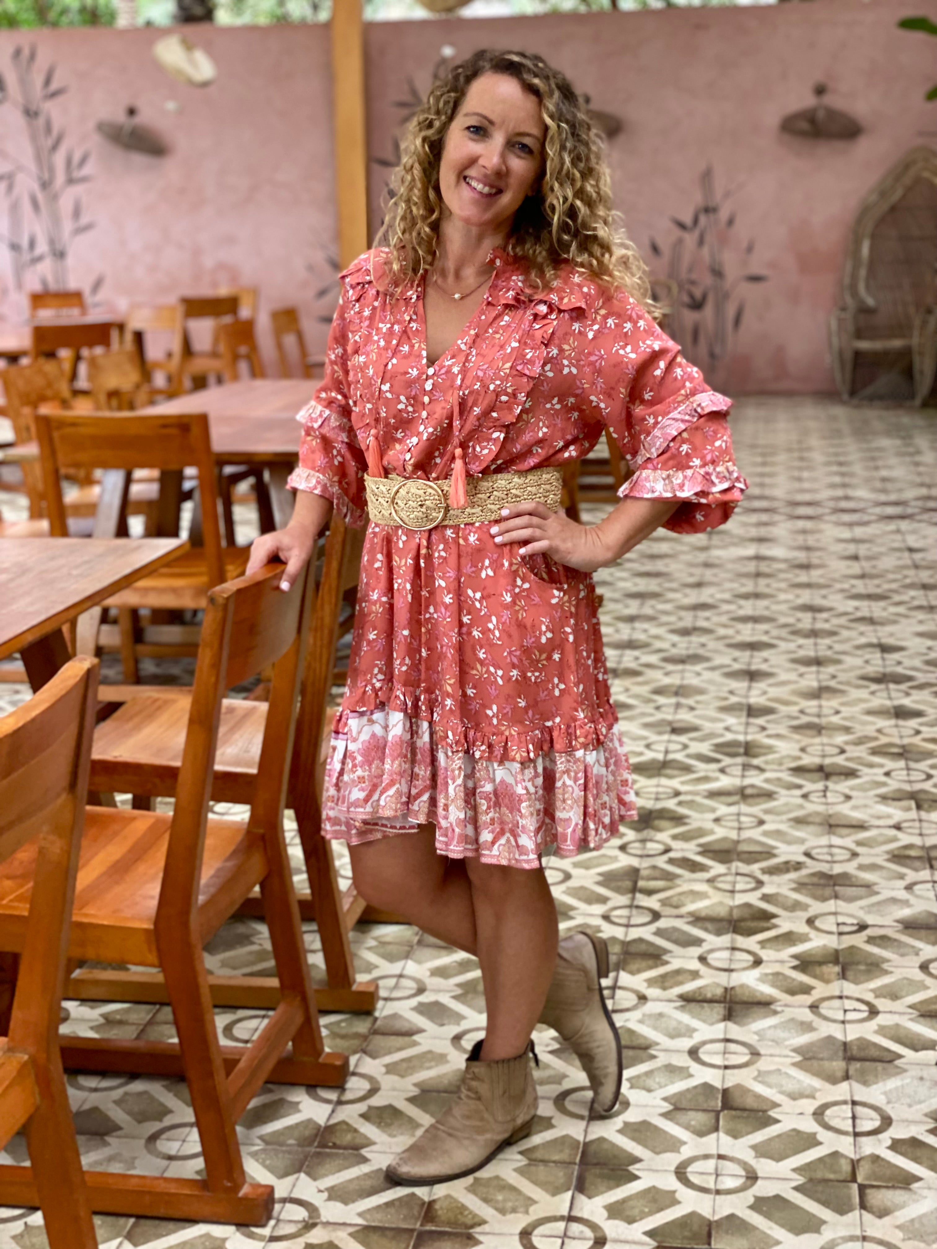Gigi Dress - Rust Flower