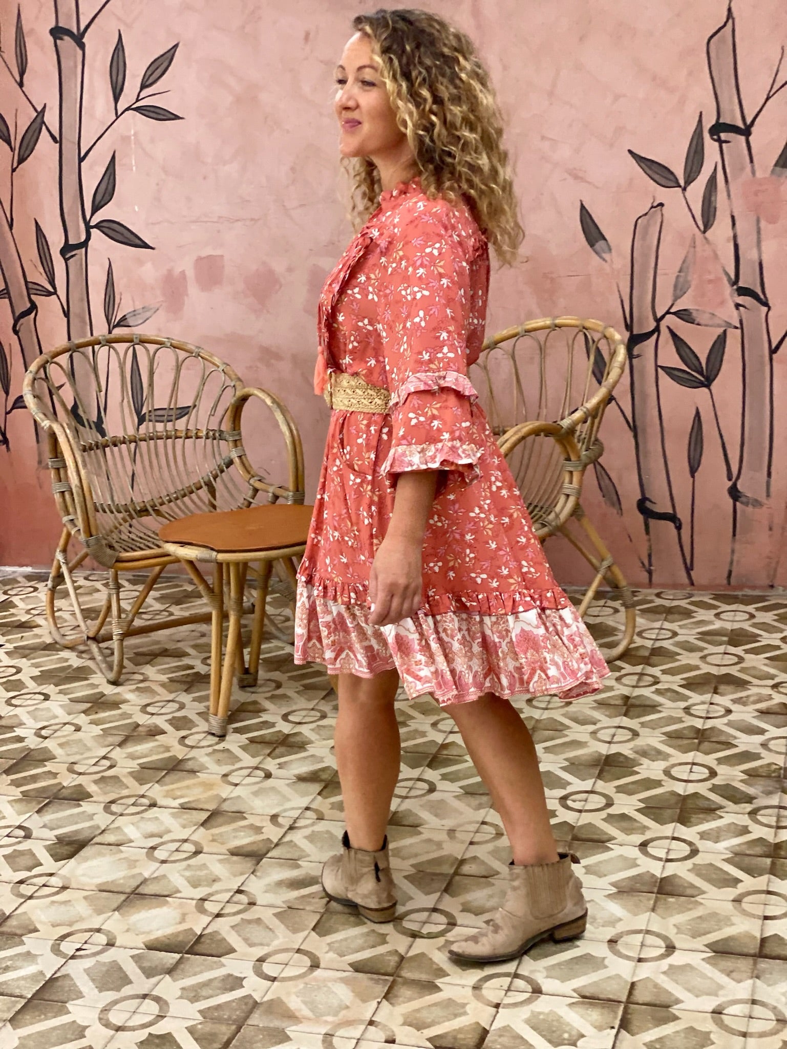 Gigi Dress - Rust Flower