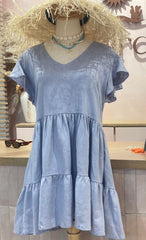 Willow Dress Linen - Light Steel Blue
