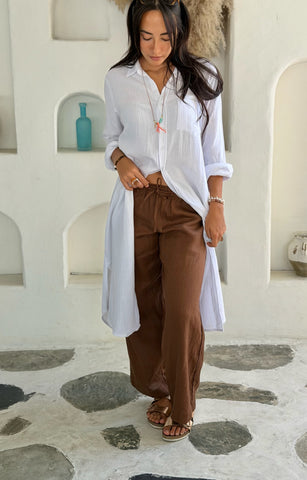 Linen Trousers - Chocolate Brown