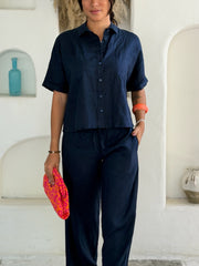 Linen Shirt - Navy