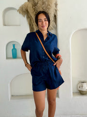 Linen Shorts - Navy