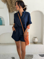 Linen Shorts - Navy