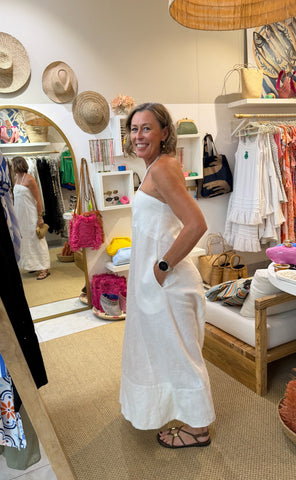 Pippa Dress Linen - White