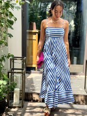 Polly Dress - Royal Blue Stripe