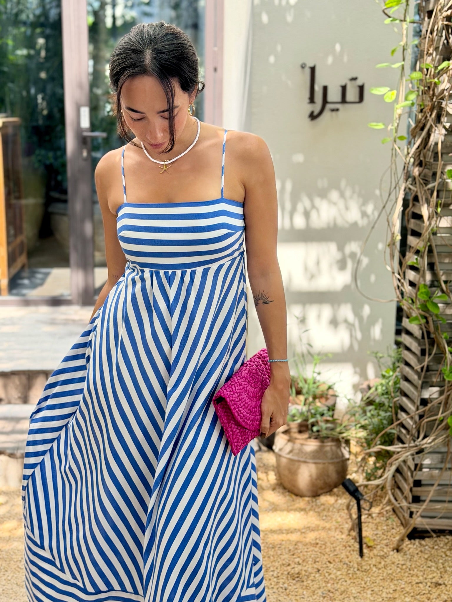 Polly Dress - Royal Blue Stripe
