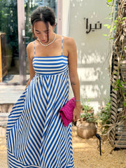 Polly Dress - Royal Blue Stripe