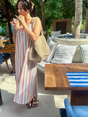 Flora Dress Long - Tuscan Stripe