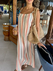 Flora Dress Long - Tuscan Stripe
