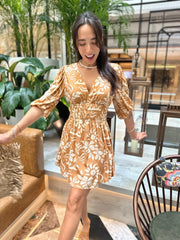 Alexa Dress - Tan Tropical