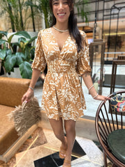 Alexa Dress - Tan Tropical